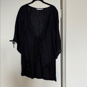 Diane Von Furstenberg Elegant Navy Linen Women's Bathingsuit Cover up